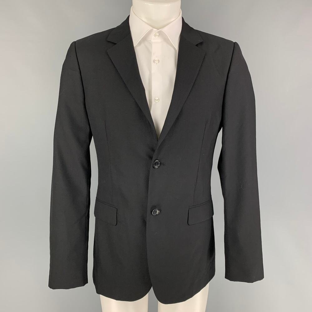 CALVIN KLEIN COLLECTION Size 38 Black Wool Notch Lapel Sport Coat